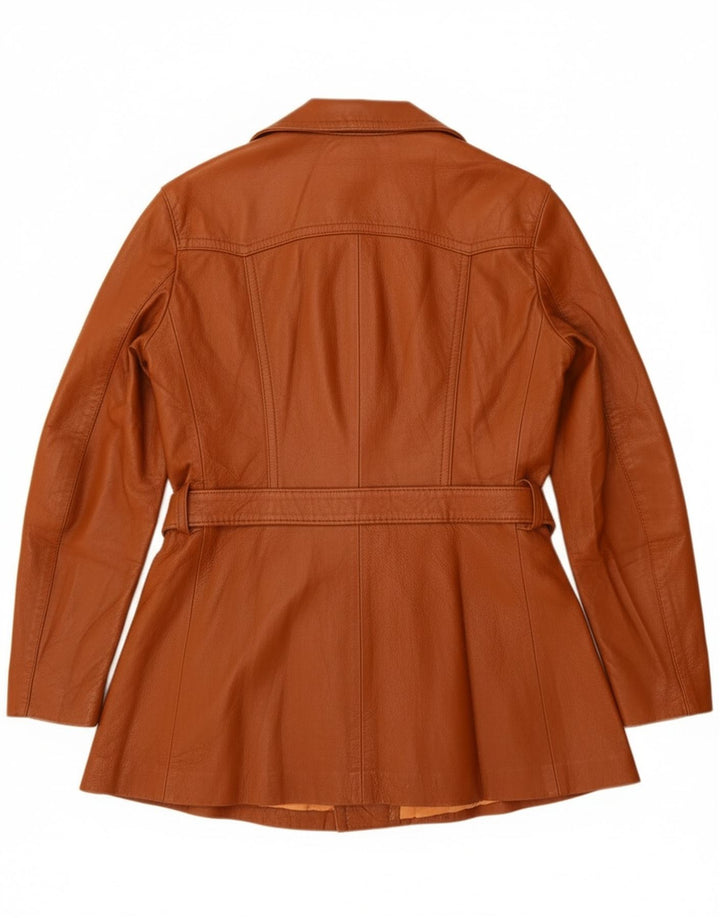 Jachetă de piele vintage pentru femei UK 14 piele maro medie