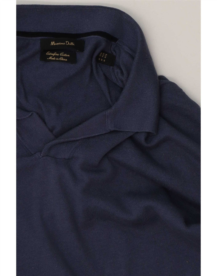 Pulover cu gât polo Massimo Dutti pentru bărbați, mijlociu, albastru bleumarin