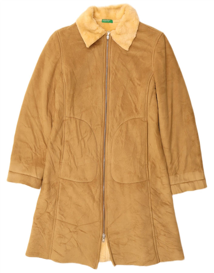 BENETTON Pardesiu Sherpa pentru femei UK 10 Mic Bej Modacril