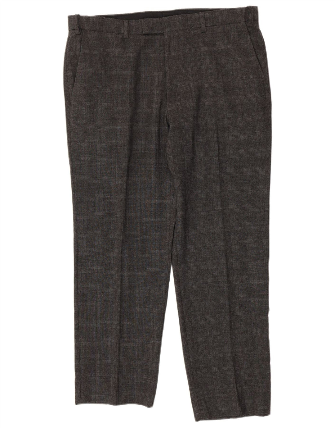 Marks & Spencer Pantaloni casual croiți pentru bărbați L36 L28 Lână cu carouri gri