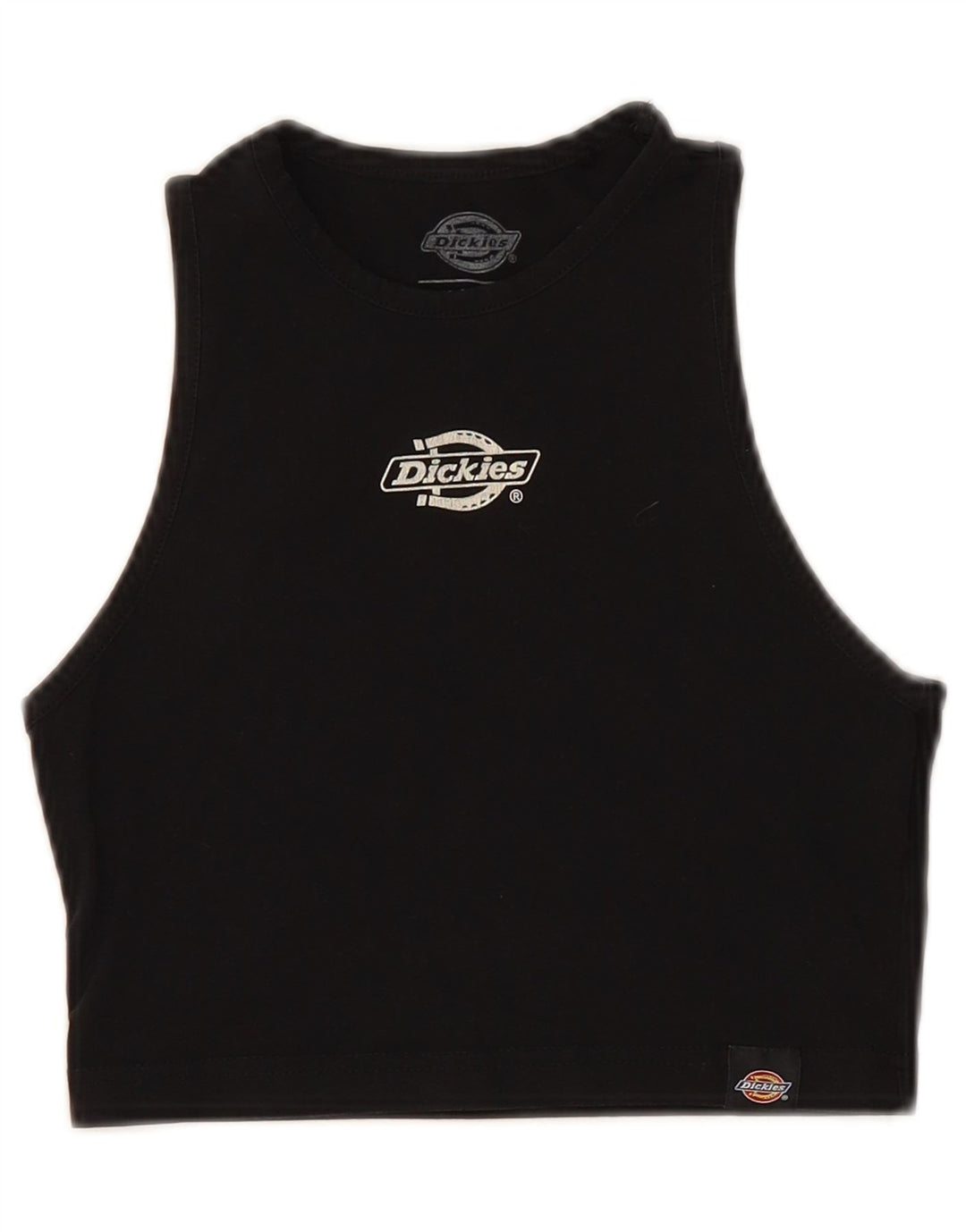 DICKIES Vestă cu grafică crop subțire pentru femei UK 4 XS bumbac negru