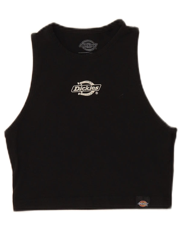 DICKIES Vestă cu grafică crop subțire pentru femei UK 4 XS bumbac negru