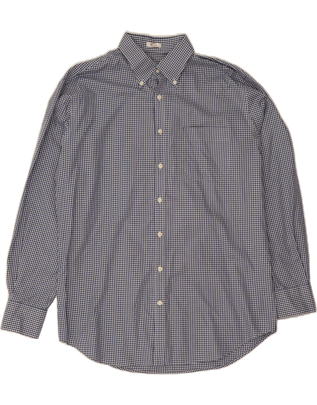 PETER MILLAR Mens Shirt Large Navy Blue Gingham Cotton Vintage Peter Millar and Second-Hand Peter Millar from Messina Hembry 