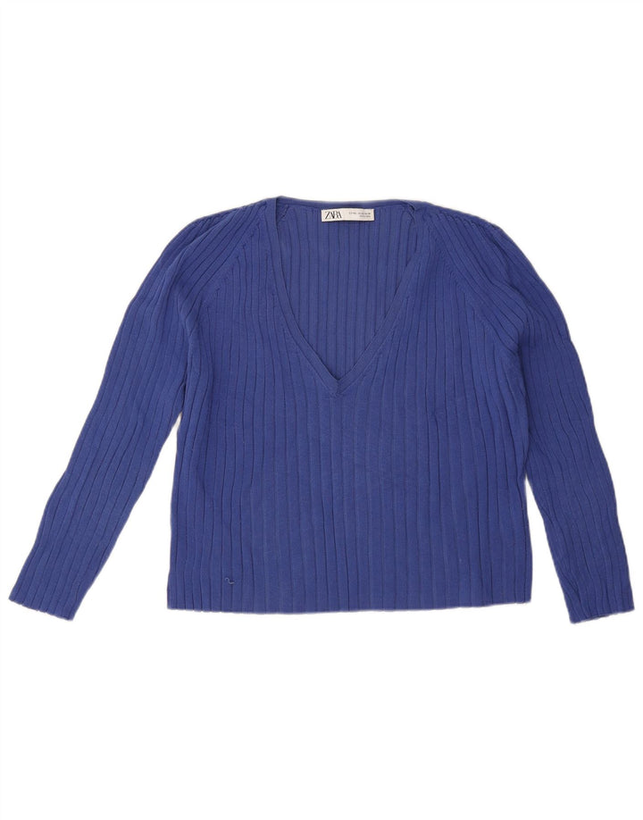 Top pentru femei Zara cu mâneci 3/4 UK 20 2XL Albastru Viscoză