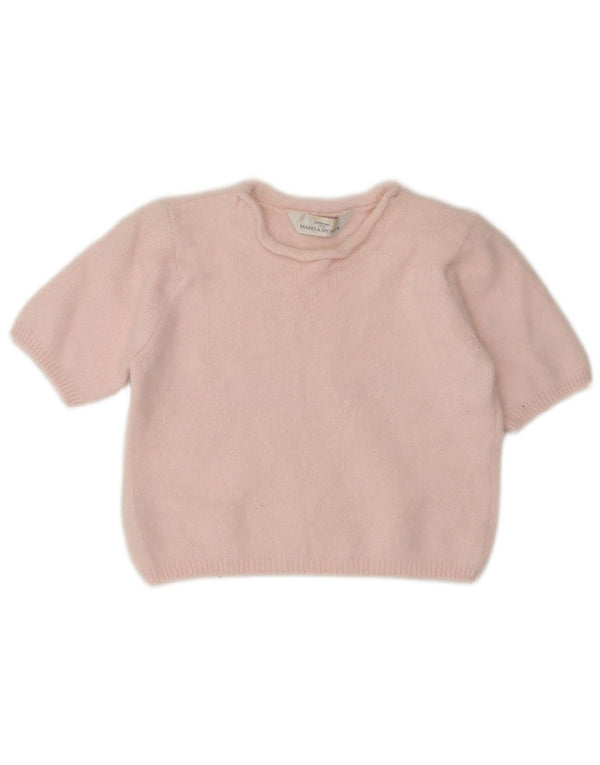 Pulover pentru femei Marks & Spencer, cu mânecă scurtă, cu decolteu rotund, UK 10 Small Pi