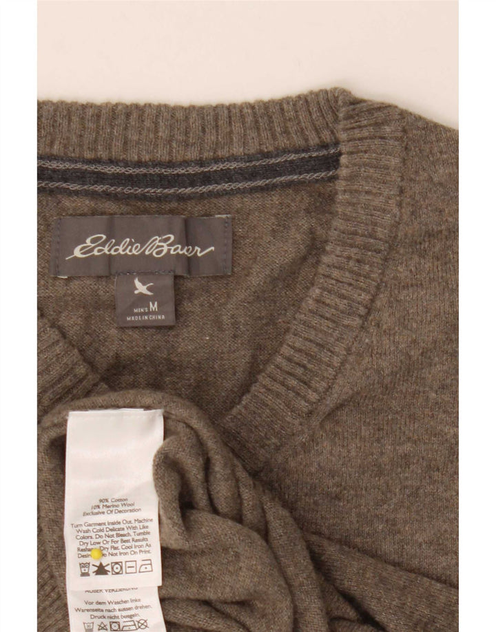 Pulover pentru bărbați cu decolteu în V Eddie Bauer, bumbac mediu kaki