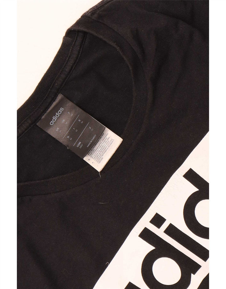 Tricou grafic cu trei dungi Adidas pentru bărbați Top mediu din bumbac negru
