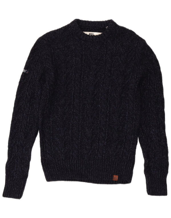 Superdry Mens Crew Neck Jumper Sweater Large Navy Blue Acrylic