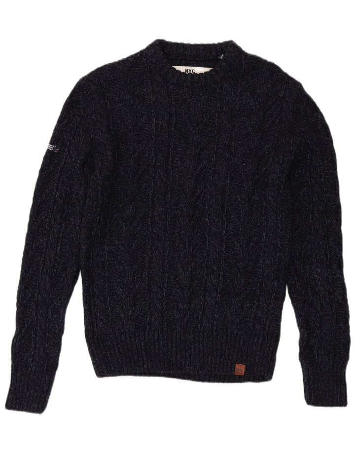 Superdry Mens Crew Neck Jumper Sweater Large Navy Blue Acrylic