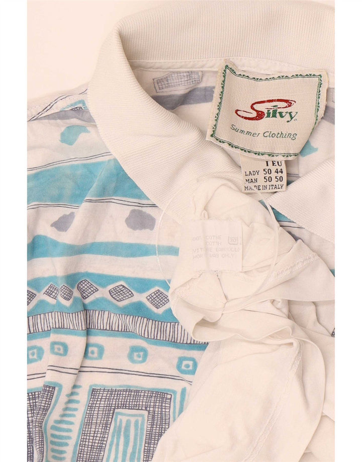 Tricou polo pentru bărbați Silvy IT 50 Bumbac geometric alb mediu