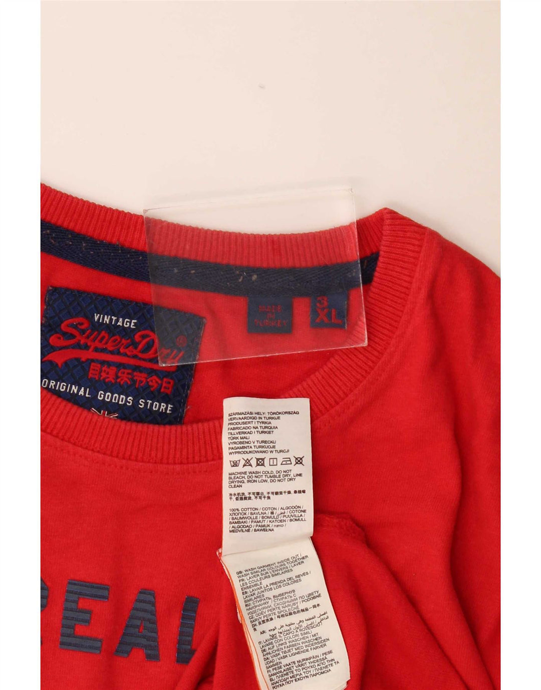 Top grafic pentru bărbați Superdry cu mânecă lungă 3XL, bumbac roșu Modern