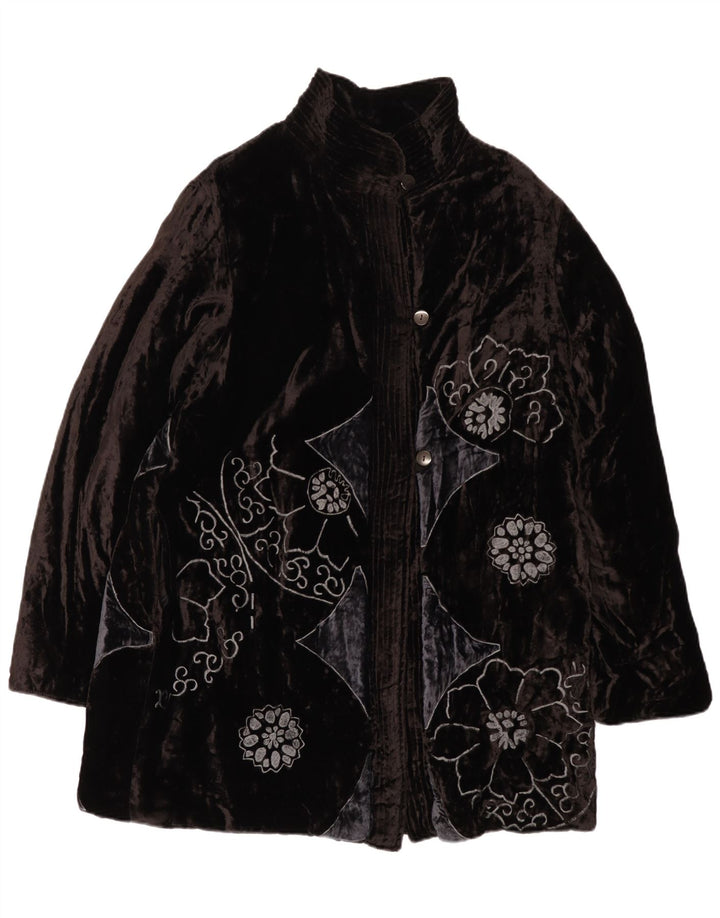 Nitya Pardesiu supradimensionat pentru femei din catifea EU 38 Medium Negru Floral