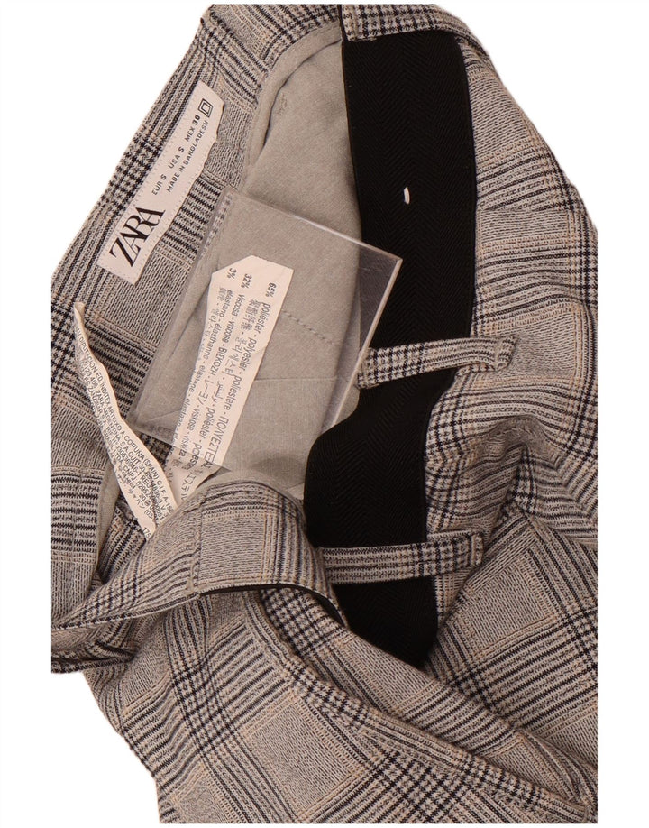 Pantaloni de costum drepți pentru femei Zara Mici L30 L29 Poliester cu carouri gri