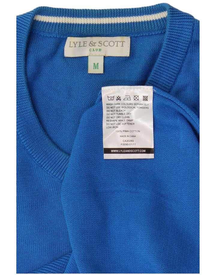 Pulover cu decolteu în V Lyle & Scott pentru bărbați, bumbac albastru mediu