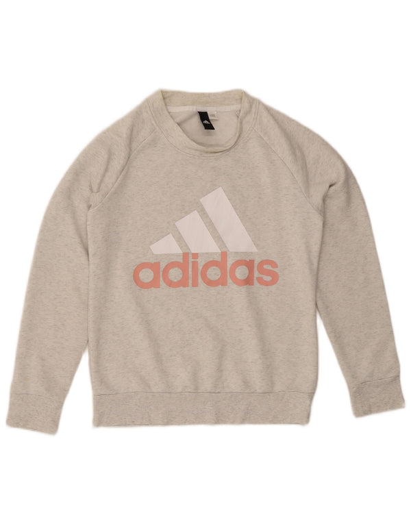 Pulover de hanorac grafic Adidas pentru femei UK 8 Mic, gri pete