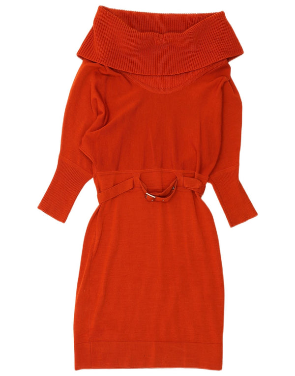 Karen Millen Rochie cu pulover cu mânecă lungă și cu gât rulat pentru femei UK 2 2XS Lână roșie