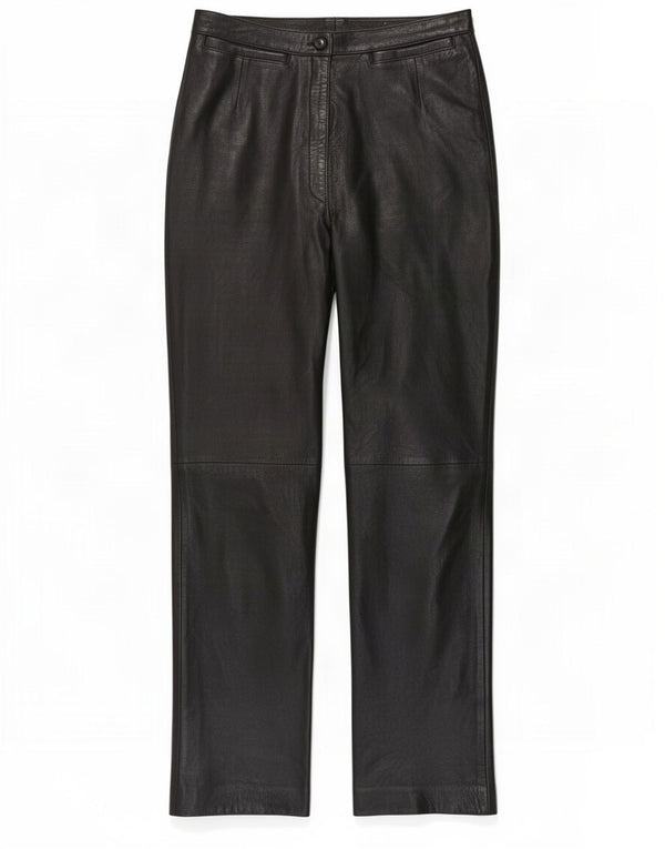 Woodlands Pantaloni drepti din piele pentru femei UK 10 Small W26 L29 Black