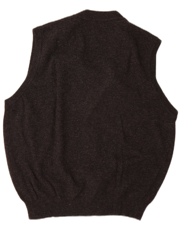 Pulover cardigan fără mâneci pentru bărbați Benetton, lână virgină, gri mediu