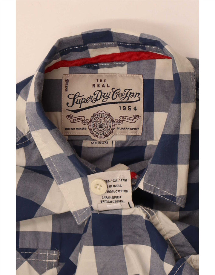 Cămașă pentru bărbați Superdry, albastru mediu, bumbac vichy