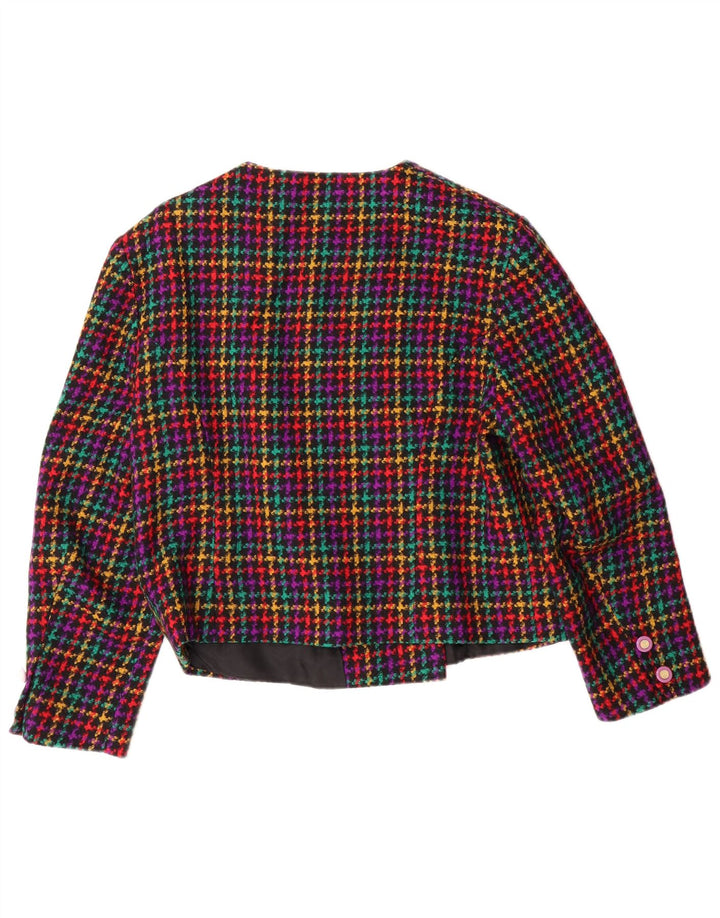 Jachetă pentru femei VINTAGE cu piept dublu EU 44 XL, multicoloră, cu carouri