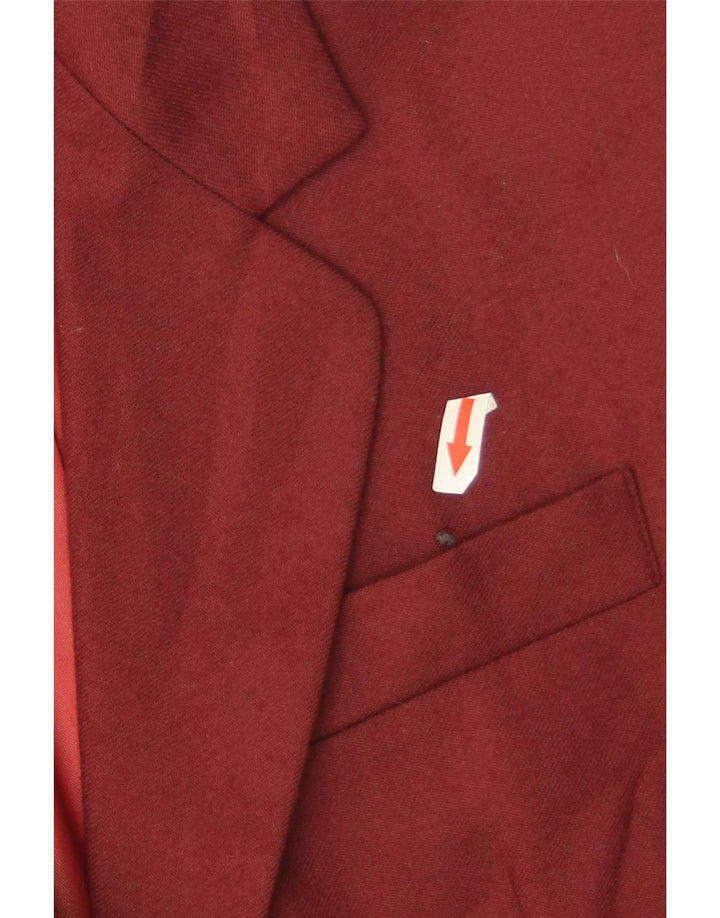 Sacou Benetton pentru femei Crop 2 Button Blazer IT 44 Medium Burgundy Lână