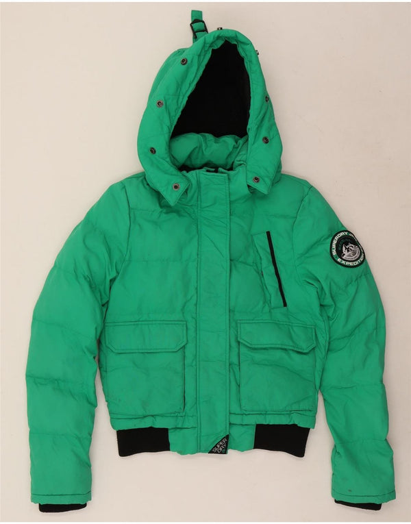 Jachetă căptușită supradimensionată cu glugă Superdry pentru femei UK 8 Small Green Colorblock