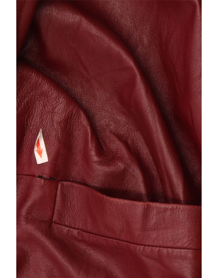 Palton din piele vintage pentru femei IT 46 Mare din piele burgundă