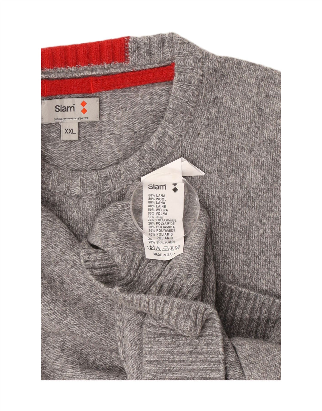 Pulover Slam pentru bărbați cu gât roșu, 2XL, lână gri pete
