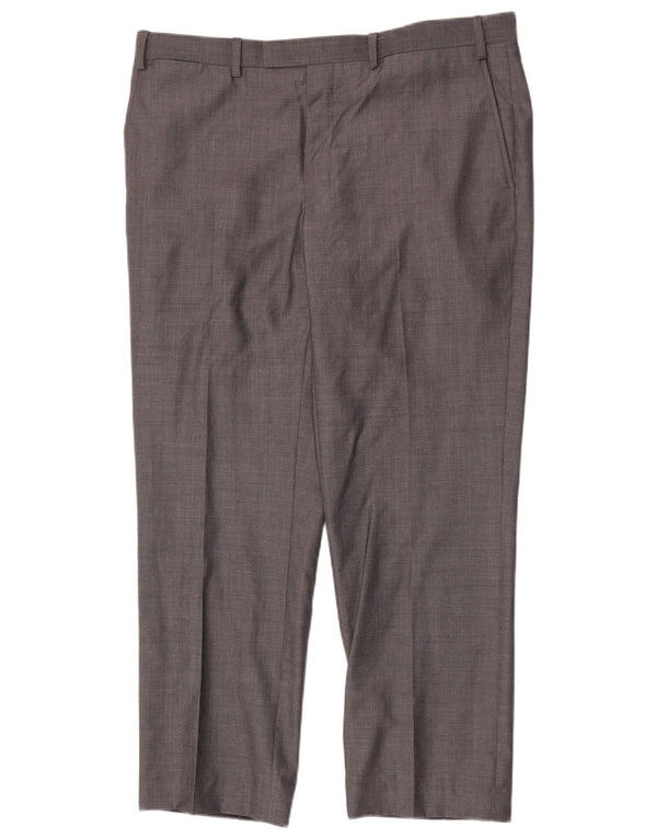 Marks & Spencer Pantaloni de costum drept bărbați cu autograf L38 L29 Lână gri