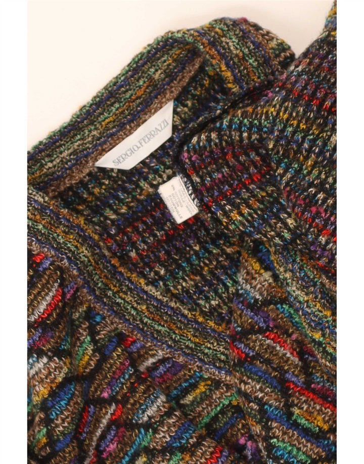 Pulover vintage pentru bărbați cu decolteu în V, lână chevron mică, multicoloră