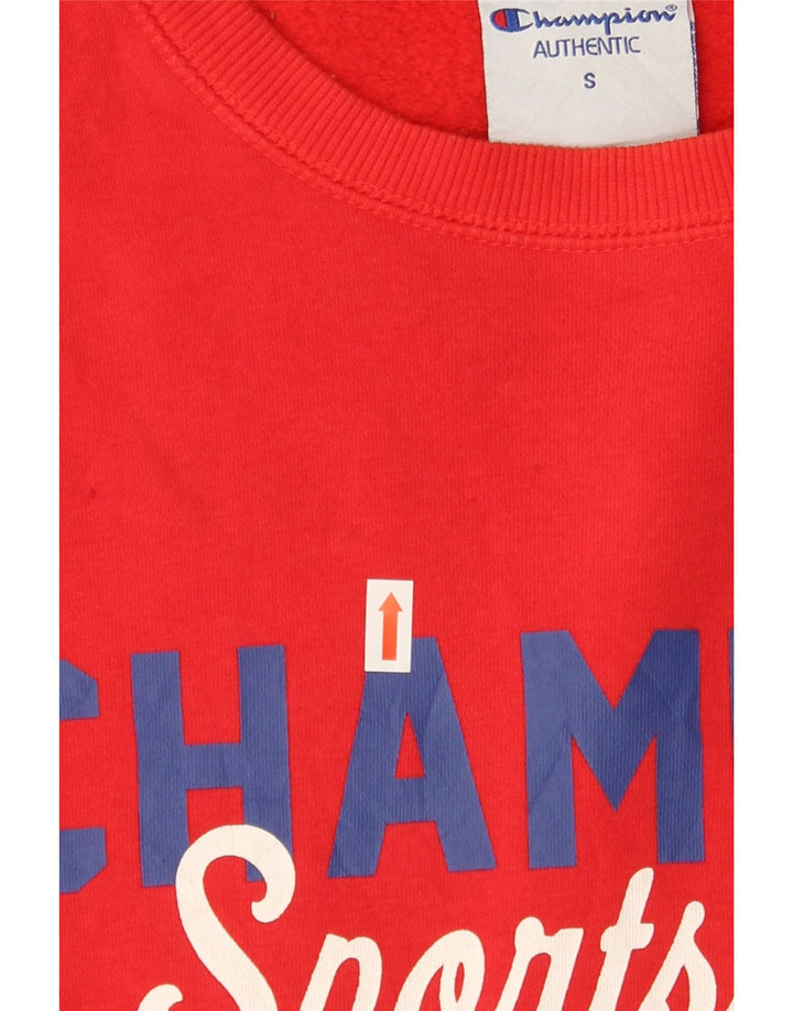 CHAMPION Mens Graphic Sweatshirt Jumper Small Red Cotton Vintage Champion and Second-Hand Champion from Messina Hembry 