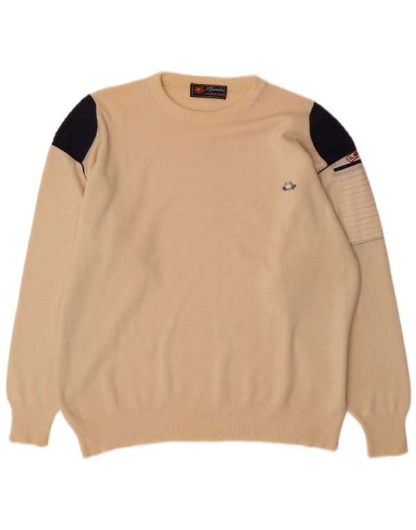 Pulover pentru bărbați Il Granchio cu gât crew pulover XL bej lână color bloc