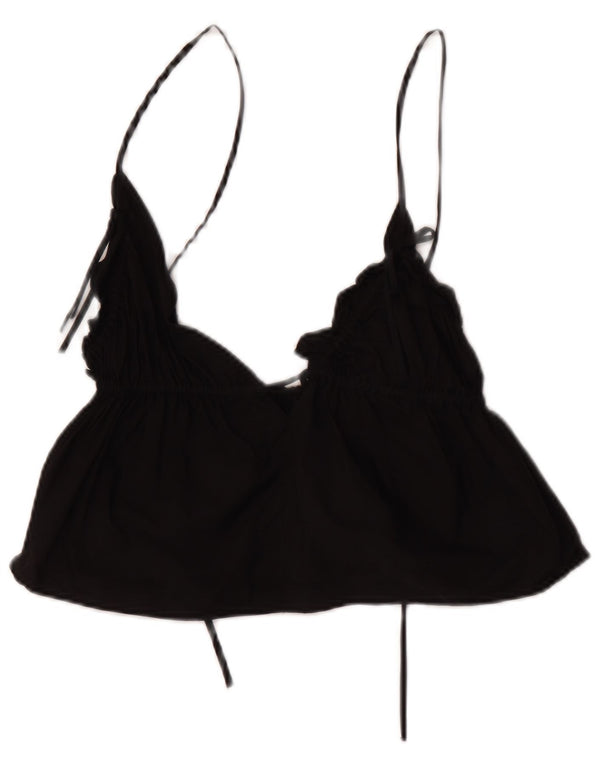 Vintage Crop Cami Top pentru femei UK 4 XS Negru