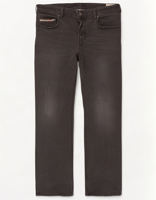 Diesel Mens Zatiny Regular Fit Straight Jeans W36 L30 Black Cotton