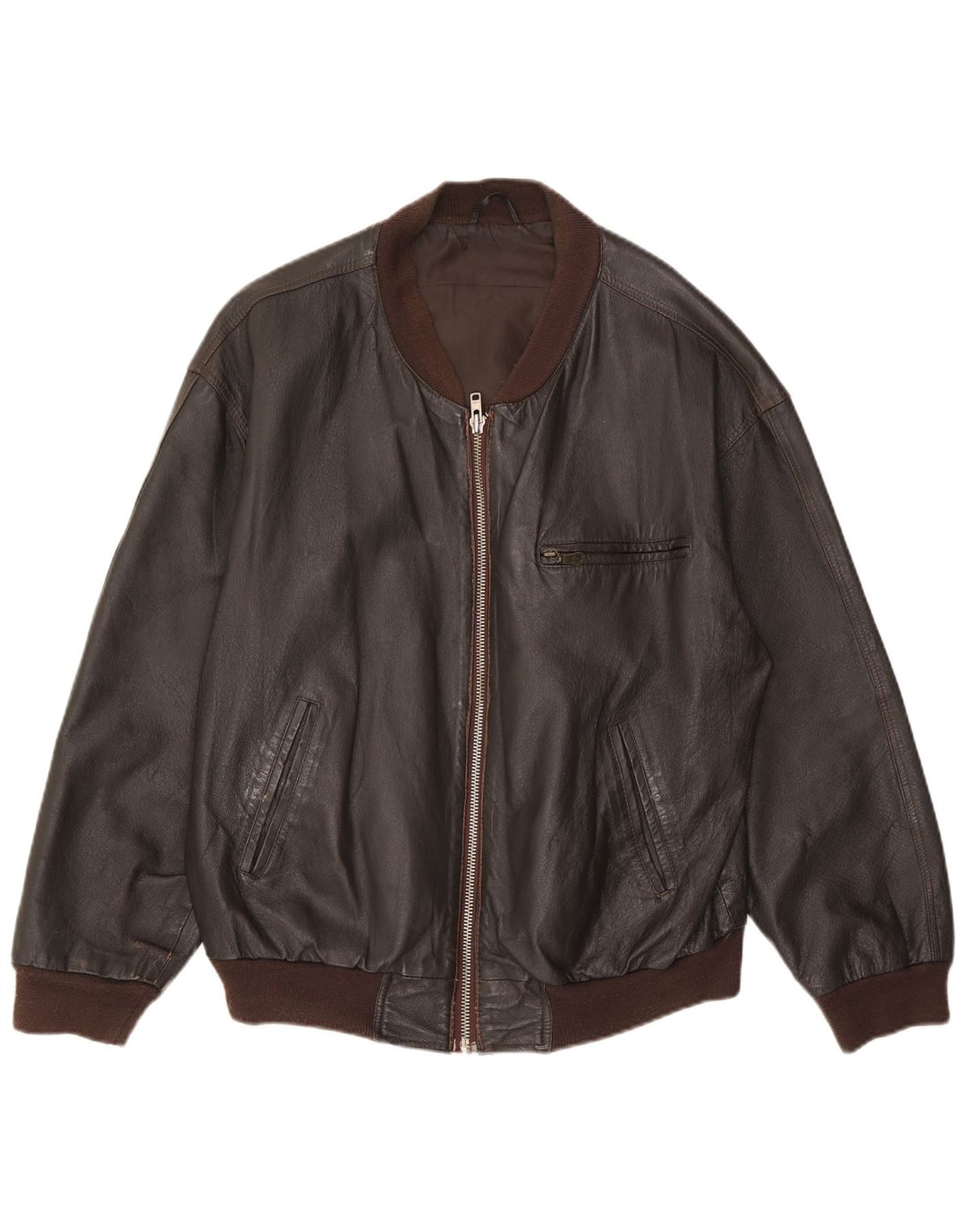 Jachetă de piele VINTAGE pentru bărbați, cu ajustare largă, UK 36, maro, piele mică