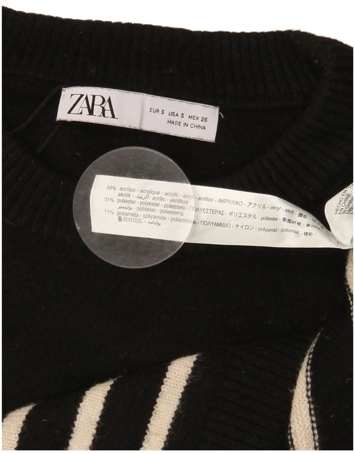 ZARA Womens Longline Oversized Crew Neck Jumper Sweater UK 10 Small Black