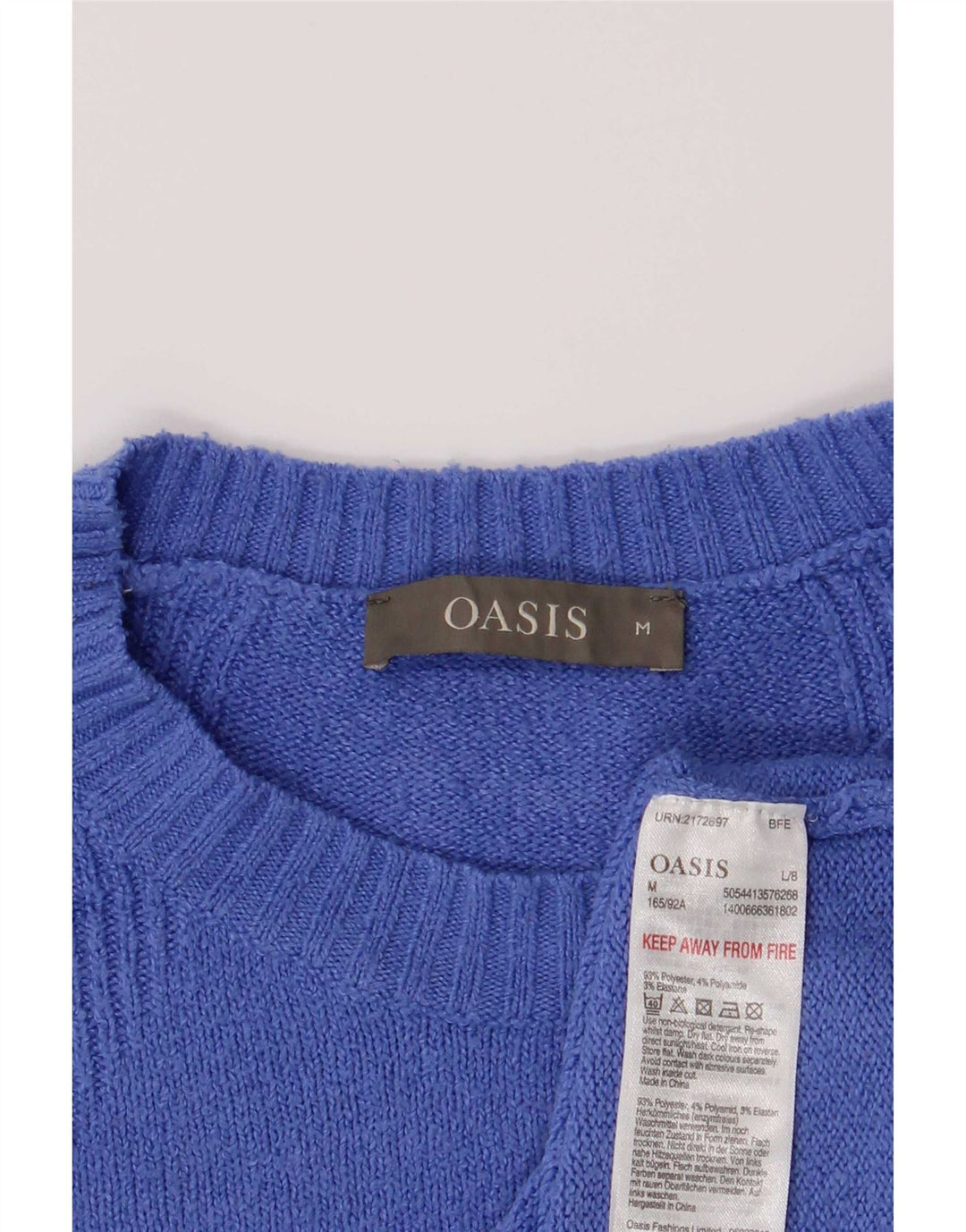 Pulover Oasis pentru femei cu decolteu triplu UK 14 Poliester albastru mediu