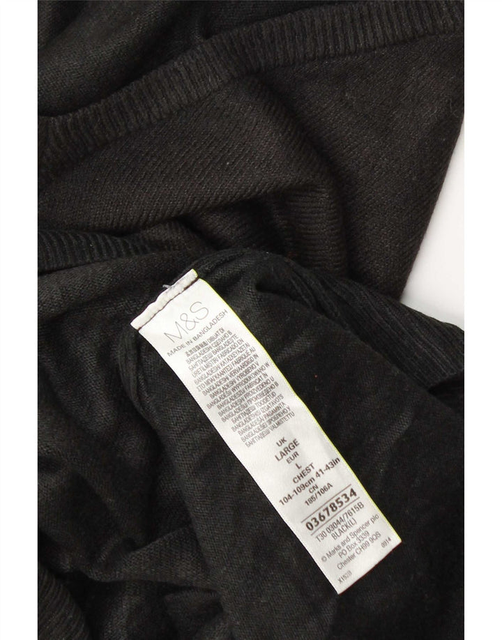 Pulover pentru bărbați Marks & Spencer, cu decolteu în V, mare, negru, acrilic