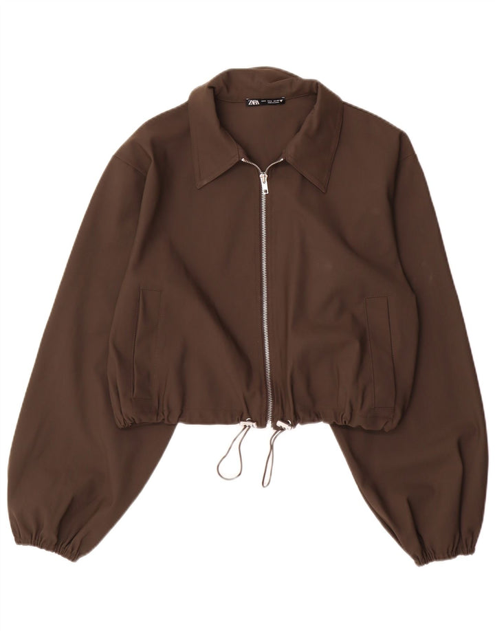 Jachetă Bomber Crop pentru Damă Zara UK 10 Mic Maro Poliamidă