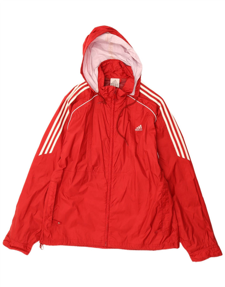 Jachetă de ploaie cu glugă Adidas pentru bărbați Marea Britanie 44/46 Poliamidă roșie mare