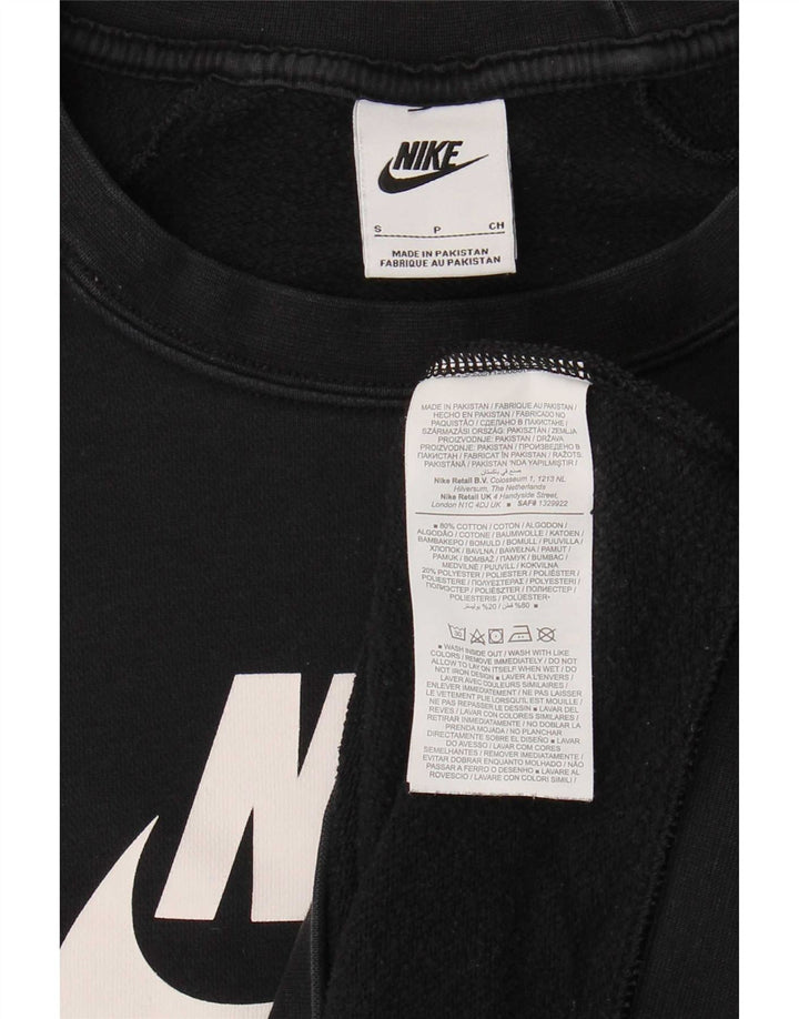 Pulover supradimensionat cu grafic Nike pentru femei UK 10 Bumbac negru mic