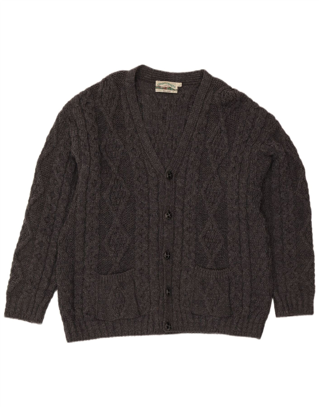 Pulover cardigan pentru bărbați Aran Crafts, lână mare, gri
