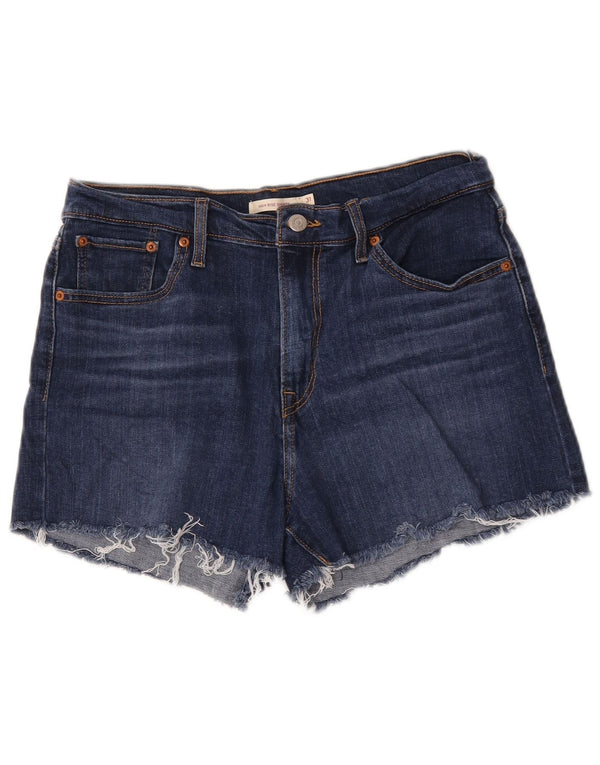 Pantaloni scurți din denim cu talie mare Levi's W31, bumbac albastru mediu