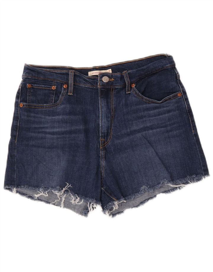 Pantaloni scurți din denim cu talie mare Levi's W31, bumbac albastru mediu