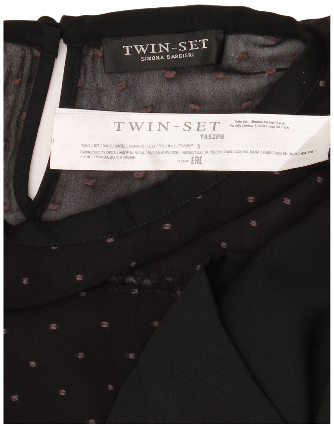 Simona Barbieri Femei Twin-Set Bluze Top UK 10 Small Black Spotted