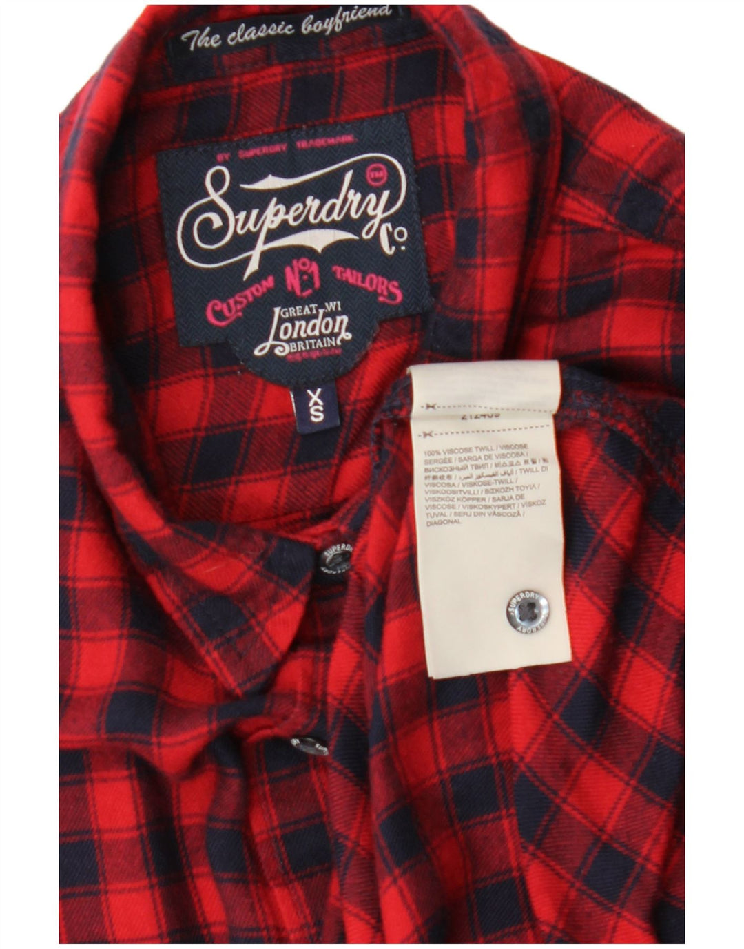 Cămașă de flanel pentru femei SUPERDRY UK 6 XS Red Check Viscose