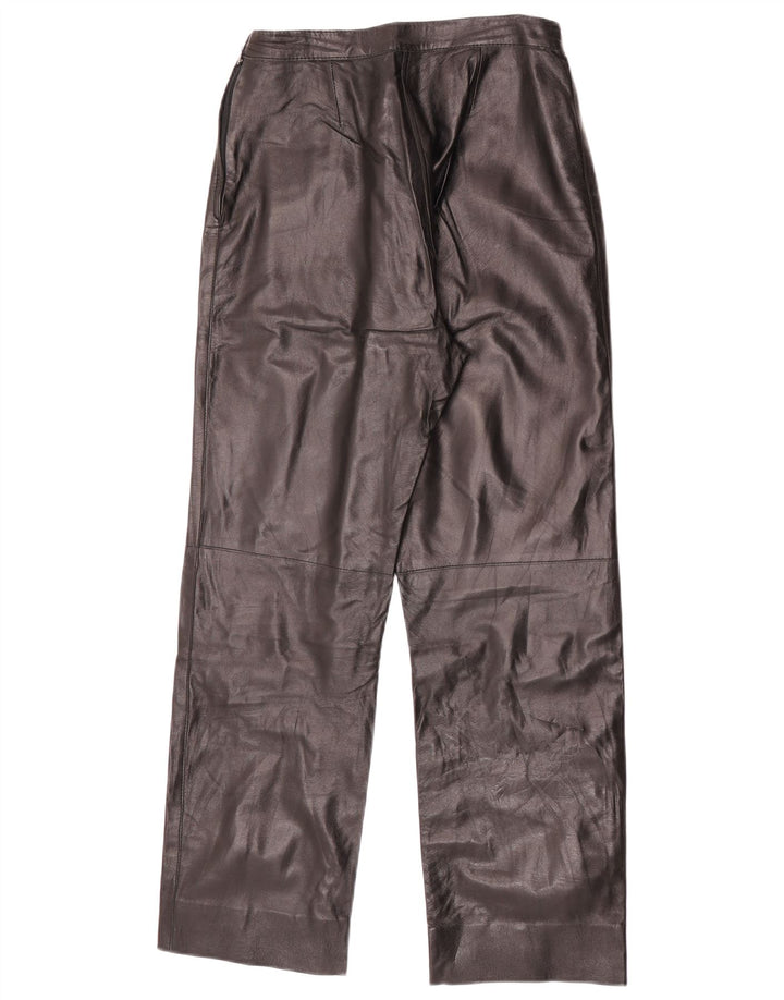 Pantaloni drepți din piele vintage pentru femei W27 L27 negru