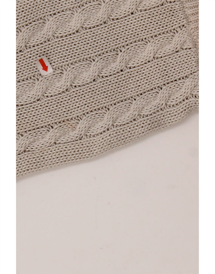 Pulover VINTAGE pentru femei cu decolteu rotund, UK 14, bumbac Fair Isle, gri mediu