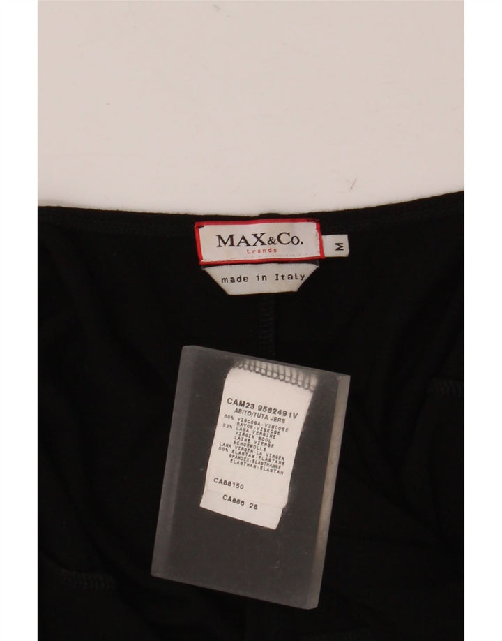 MAX & CO. Rochie asimetrică fără mâneci pentru femei UK 12 Medium Black Viscose