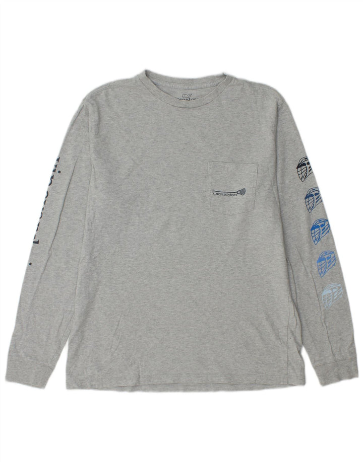 VINEYARD VINES Top grafic pentru bărbați cu mânecă lungă, bumbac, gri mic